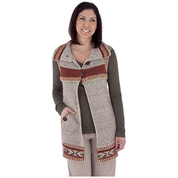 Royal Robbins Womens size Medium Mystic Fair Isle Wool Long Line Sweater Vest - Picture 1 of 12